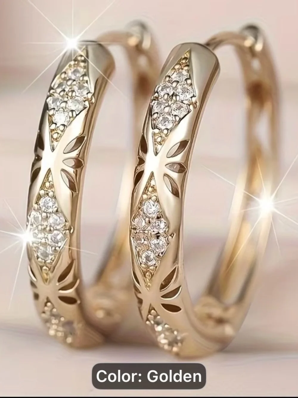 Vintage synthetic micro pave colored Golden Hoop Earrings with Crystal Accents